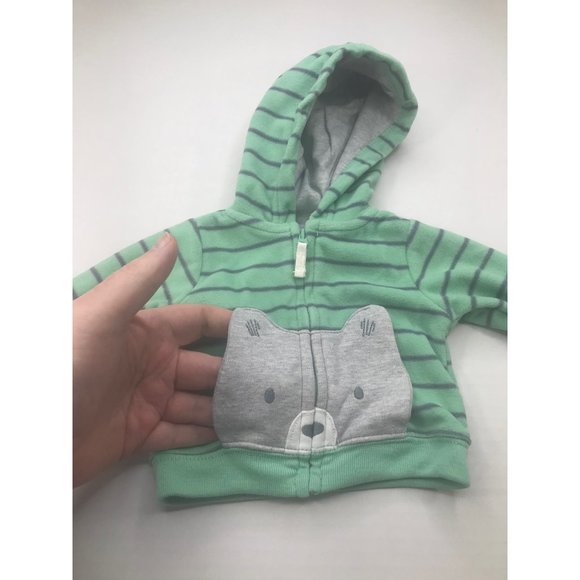 Just One You by Carters NB-3 Month Hoodie Green Animal On Front New With Tags - Picture 15 of 15